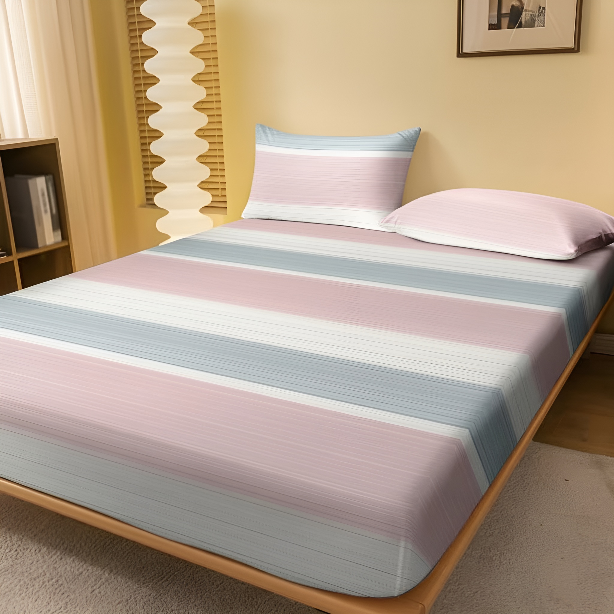 Modern Striped Geometric Patterned Printed Bed Cover