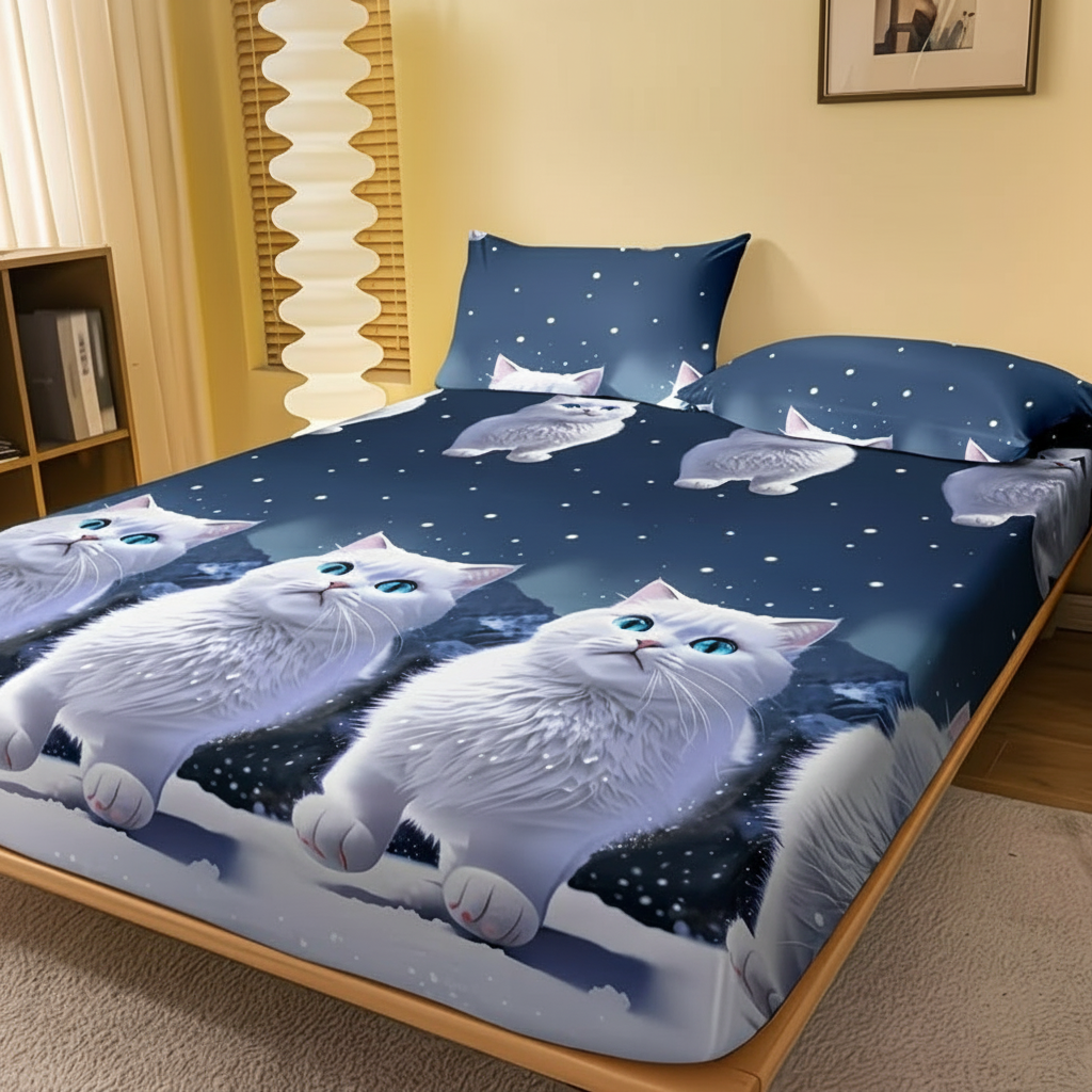 Animal Printed Bedsheet With Fitted Design For Bedroom Use