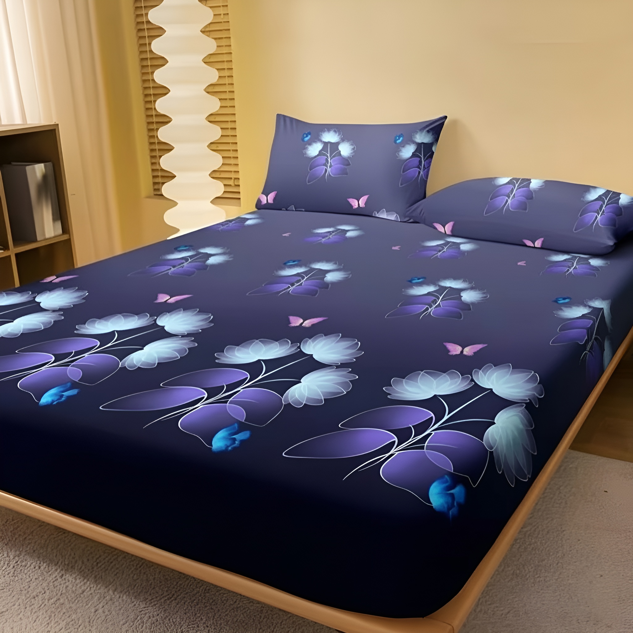 Floral Decorative Fitted Bed Sheet With Deep Pockets