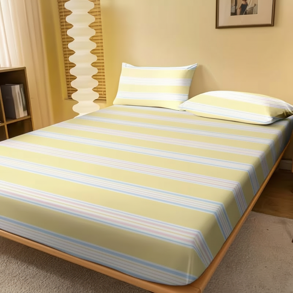 Geometric Pattern Fitted Bed Sheet Cover Modern Bedding