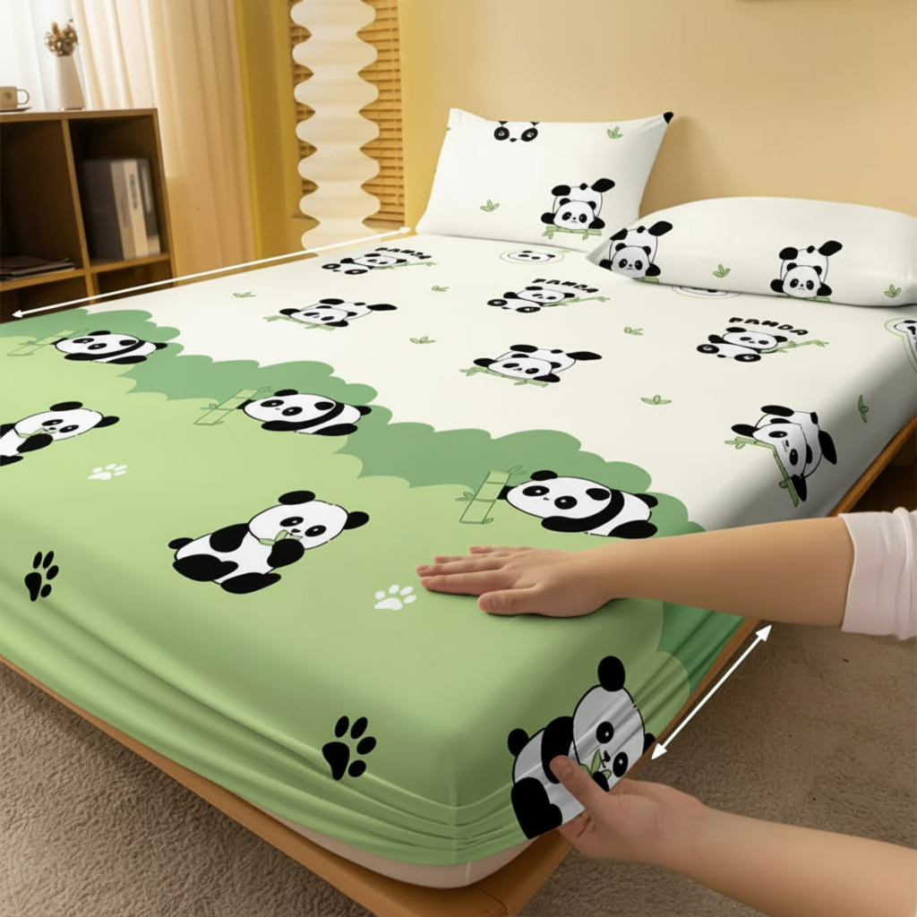 Cartoon Bamboo Animal Printed Bed Sheet