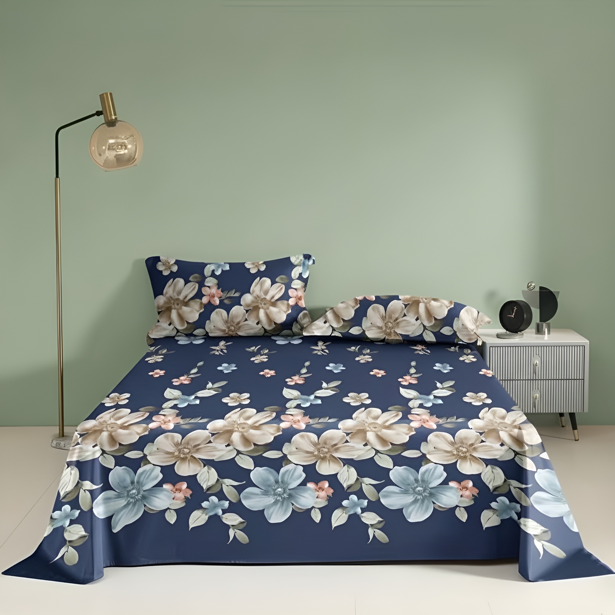Luxury Botanical Floral Pattern Flat Sheet