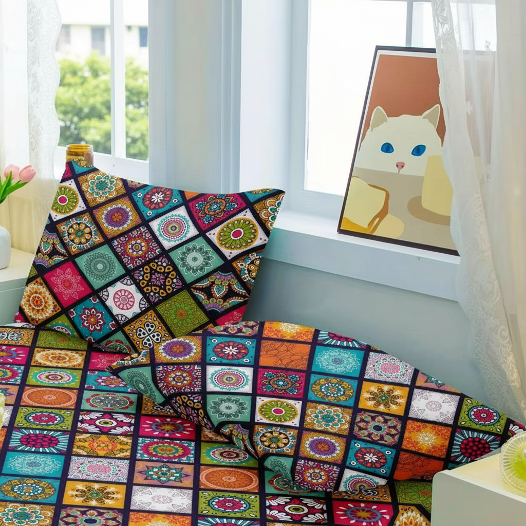 Bohemian Pattern Pillowcase With Pocket Closure For Bedroom Use