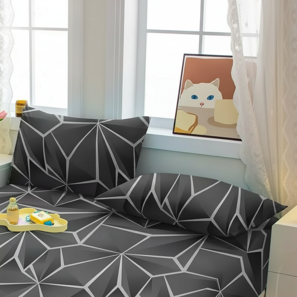 Modern Geometric Pattern Woven Pillowcases Set