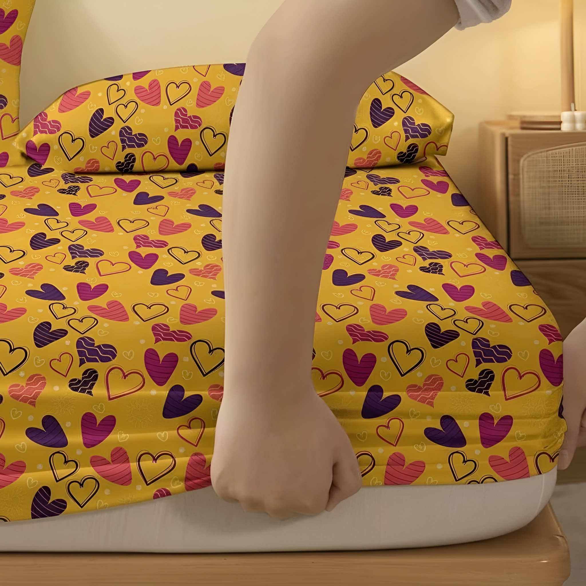 Modern Geometric Pattern Printed Bedsheet