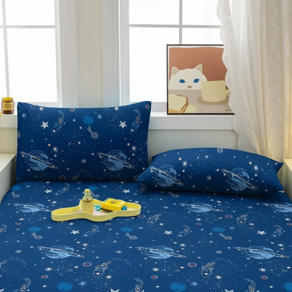 Space Theme Printed Pillowcase With Envelope Closure For Bedroom Bedding