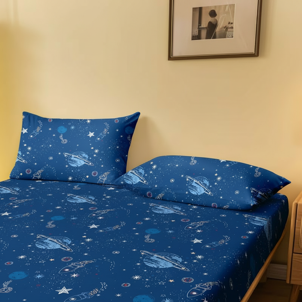 Space Theme Printed Pillowcase With Envelope Closure For Bedroom Bedding