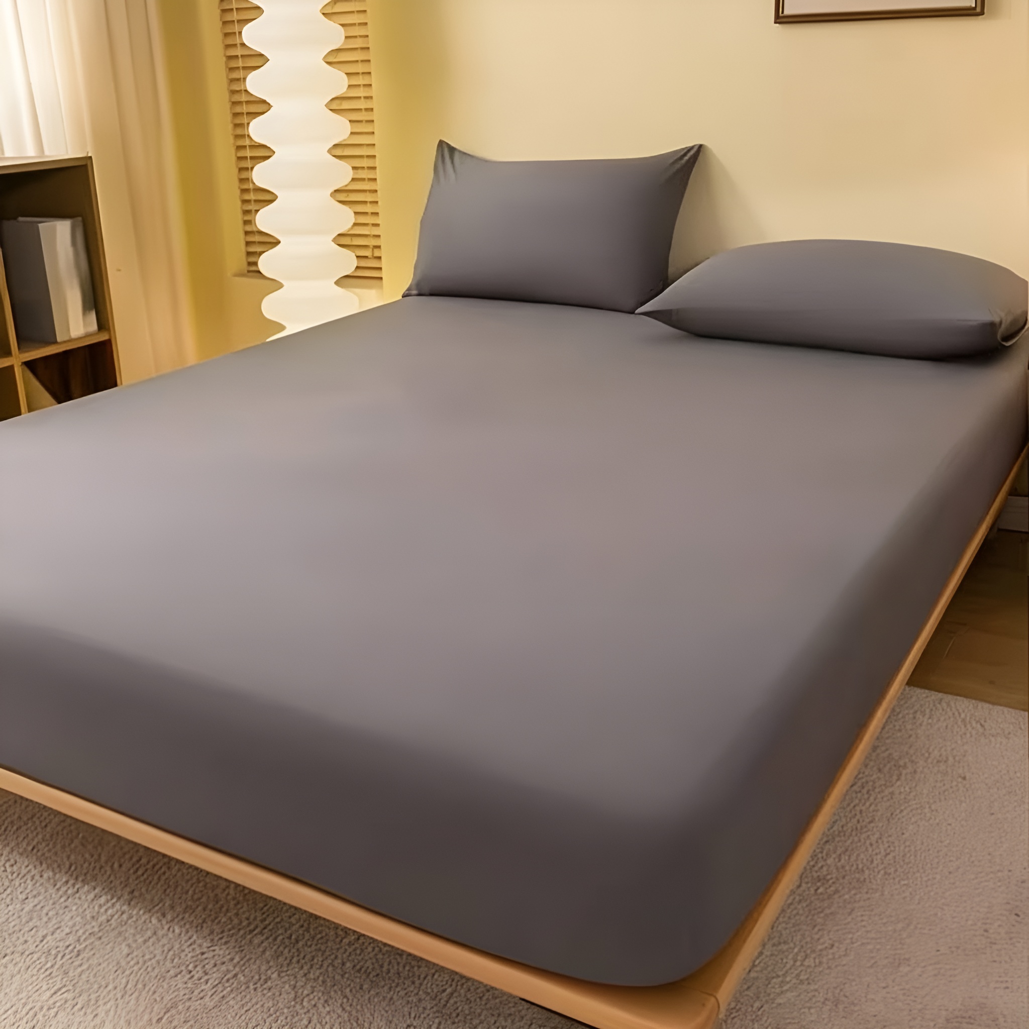 Solid Color Fitted Bed Sheet For Bedroom