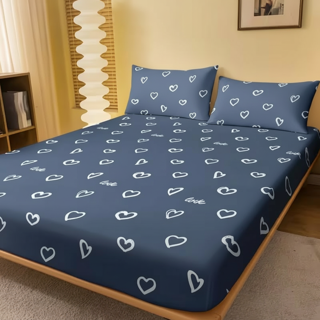 Geometric Pattern Fitted Bed Sheet Cover Modern Bedding