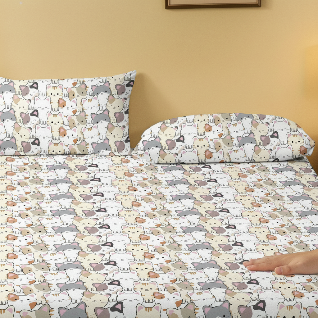 Bear Pattern Printed Pillowcase With Pocket Closure 