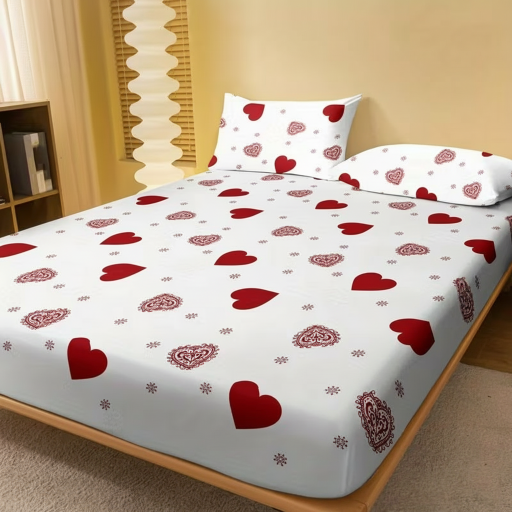 Valentine Style Printed Fitted Bed Sheet