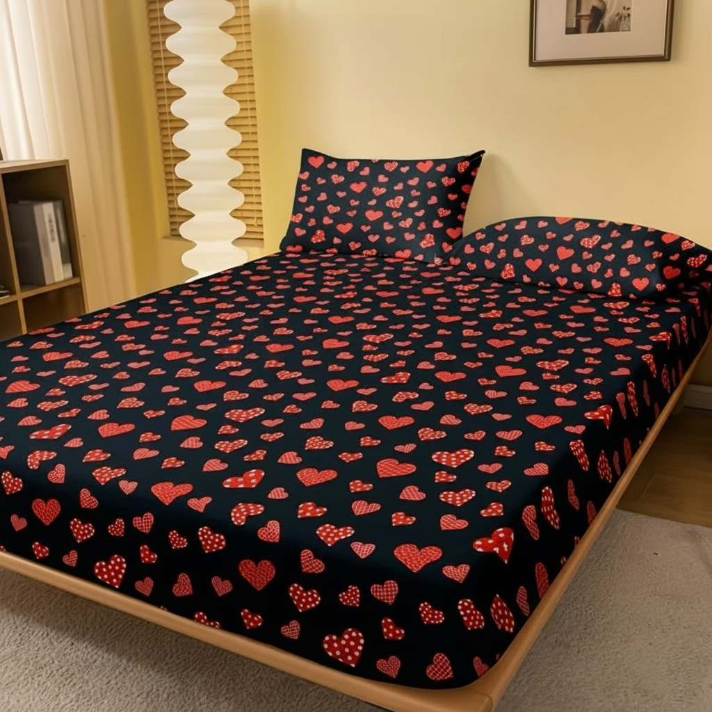 Minimal Printed Fitted Bed Sheet For Bedroom