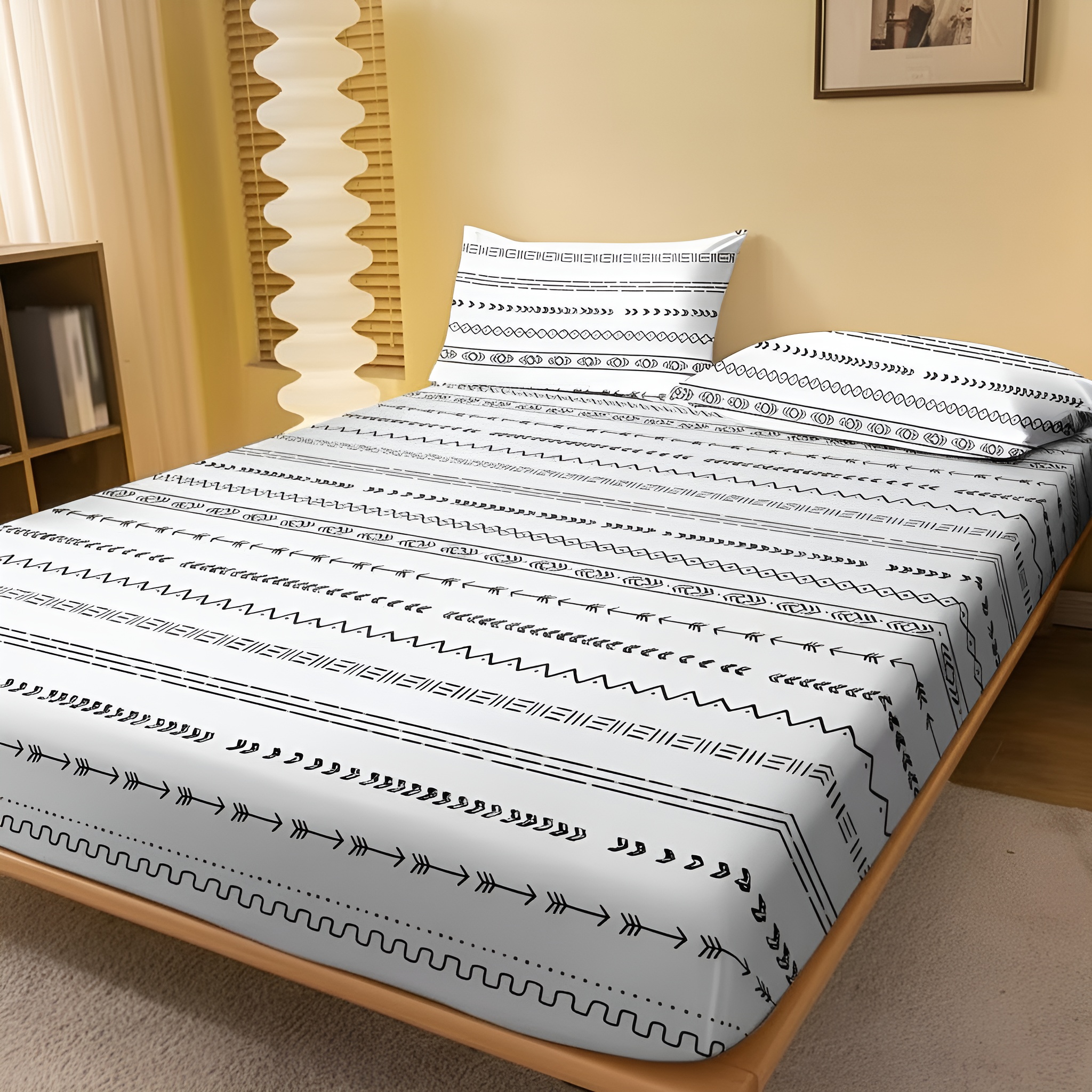 Modern Striped Pattern Printed Flannel Bed Cover