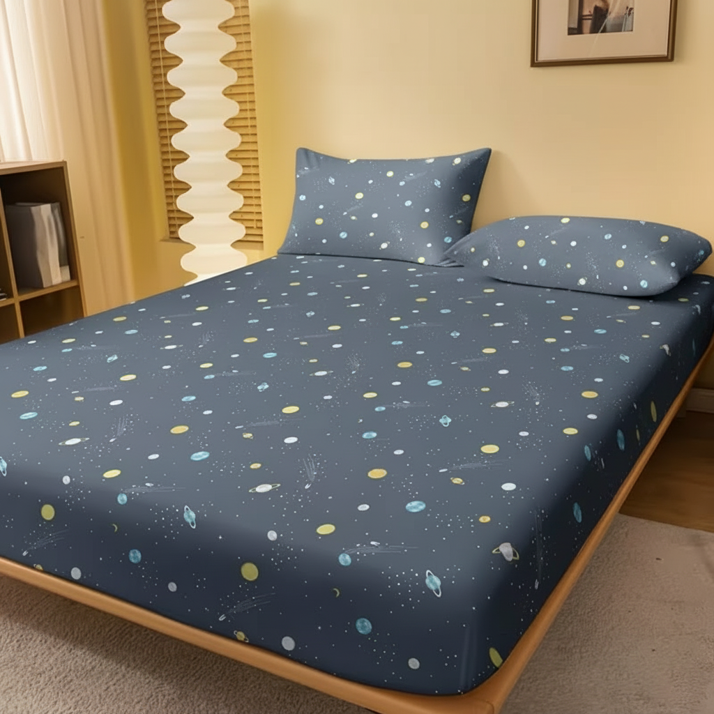 Geometric Pattern Fitted Bed Sheet Cover Modern Bedding