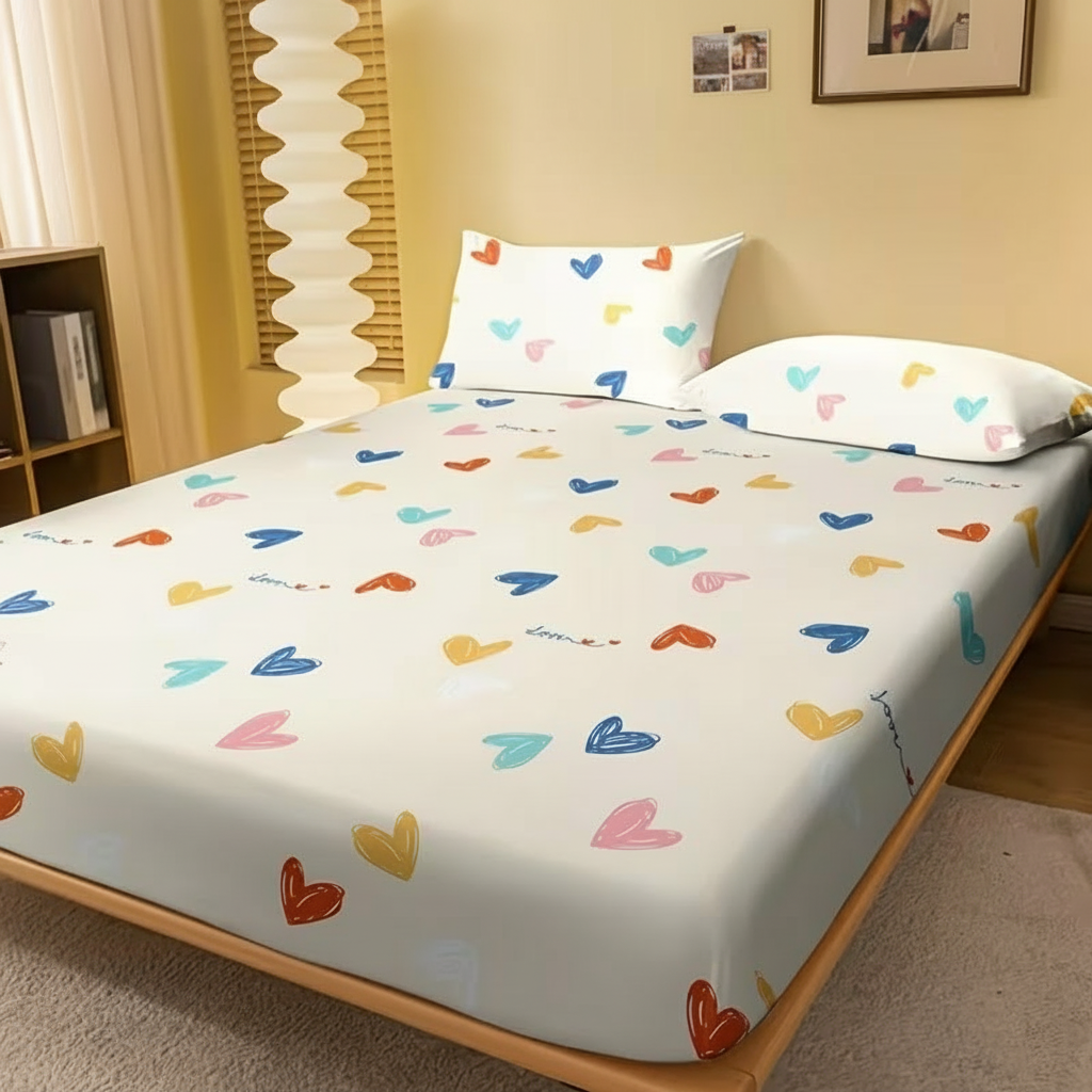 Abstract Sketch Print Fitted Sheet Quilted Bedding Cover