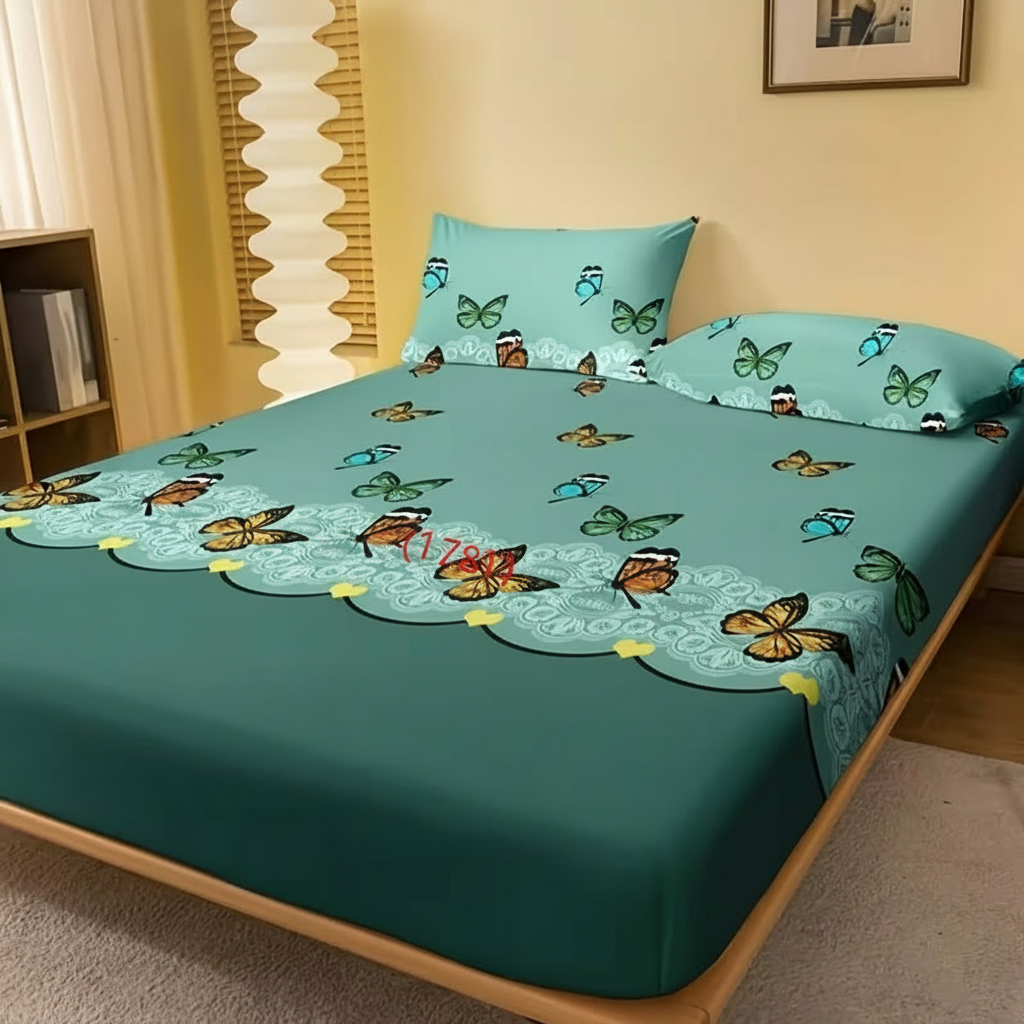 Rose Butterfly Printed Bed Mat With Soft Surface For Bedroom Use