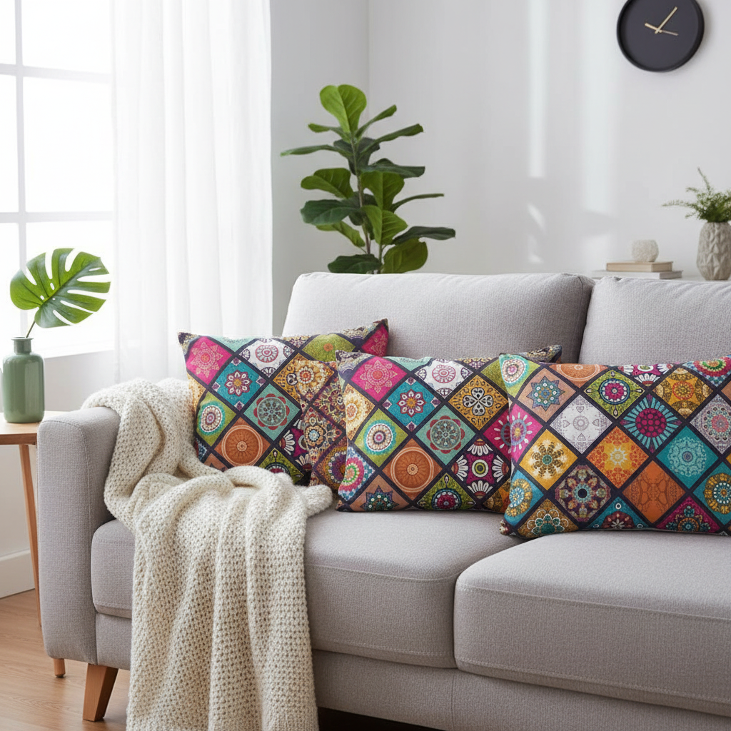 Bohemian Pattern Pillowcase With Pocket Closure For Bedroom Use