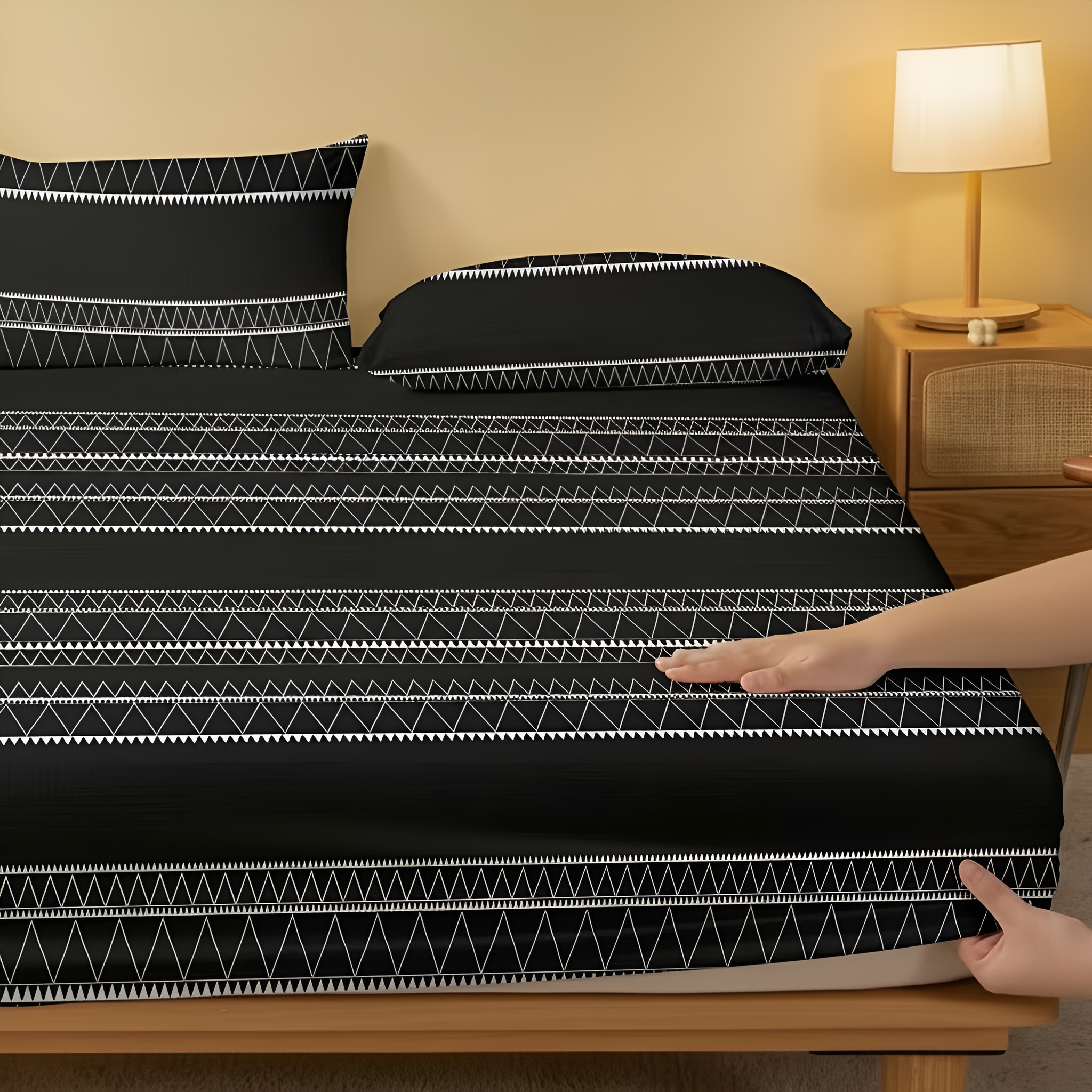 Modern Striped Pattern Printed Flannel Bed Cover