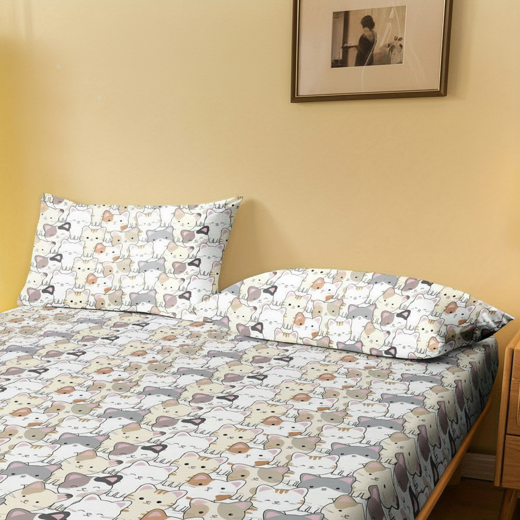 Bear Pattern Printed Pillowcase With Pocket Closure 