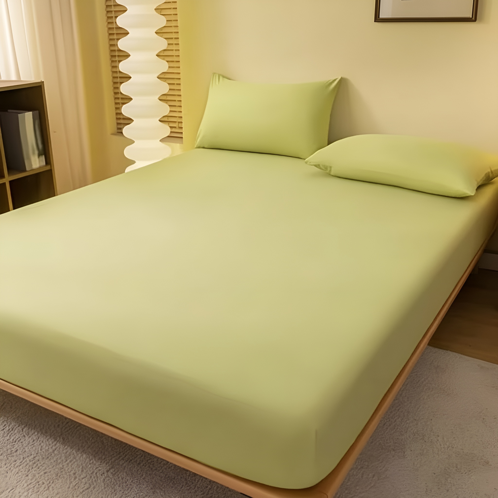 Solid Color Fitted Bed Sheet For Bedroom
