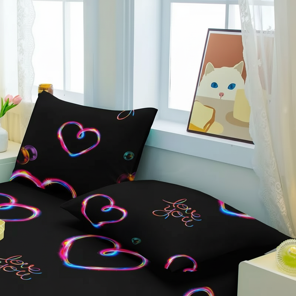 Geometric Pattern Pillowcase Quilted Polyester Bedding Cover