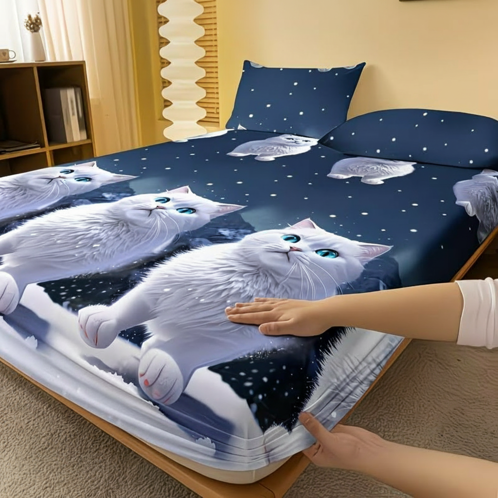 Animal Printed Bedsheet With Fitted Design For Bedroom Use