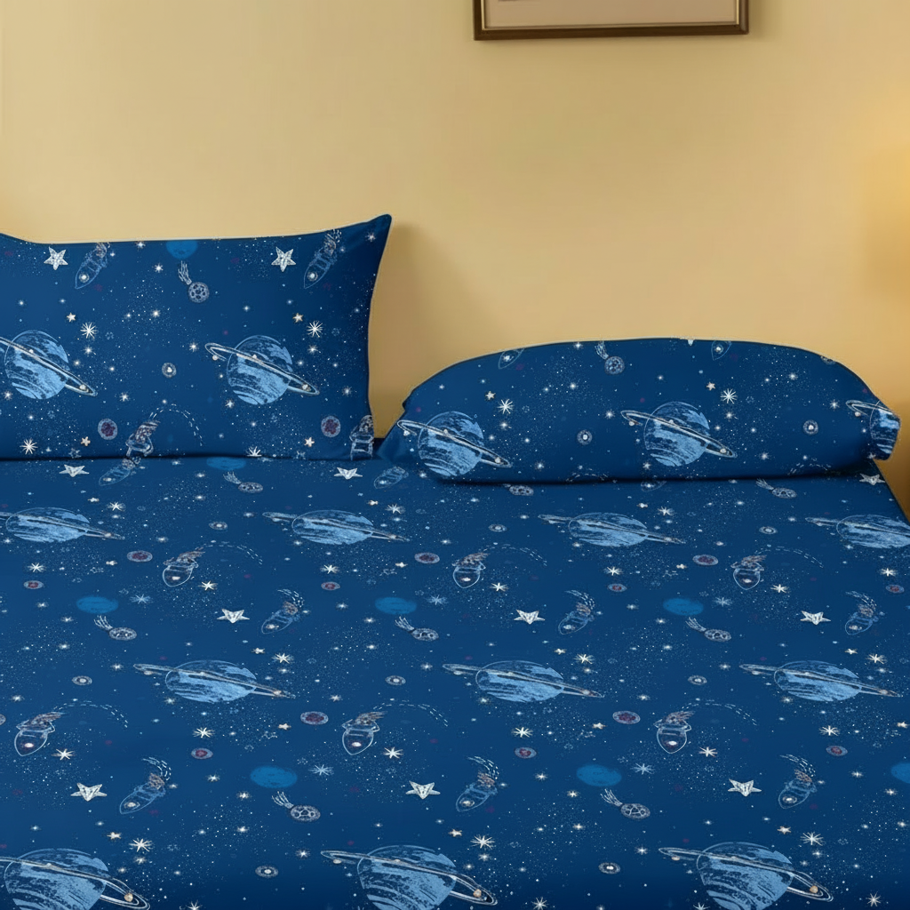 Space Theme Printed Pillowcase With Envelope Closure For Bedroom Bedding