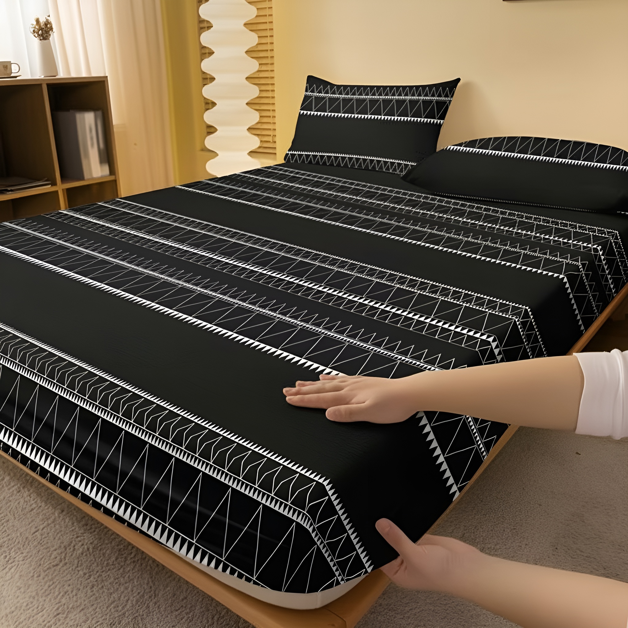 Modern Striped Pattern Printed Flannel Bed Cover