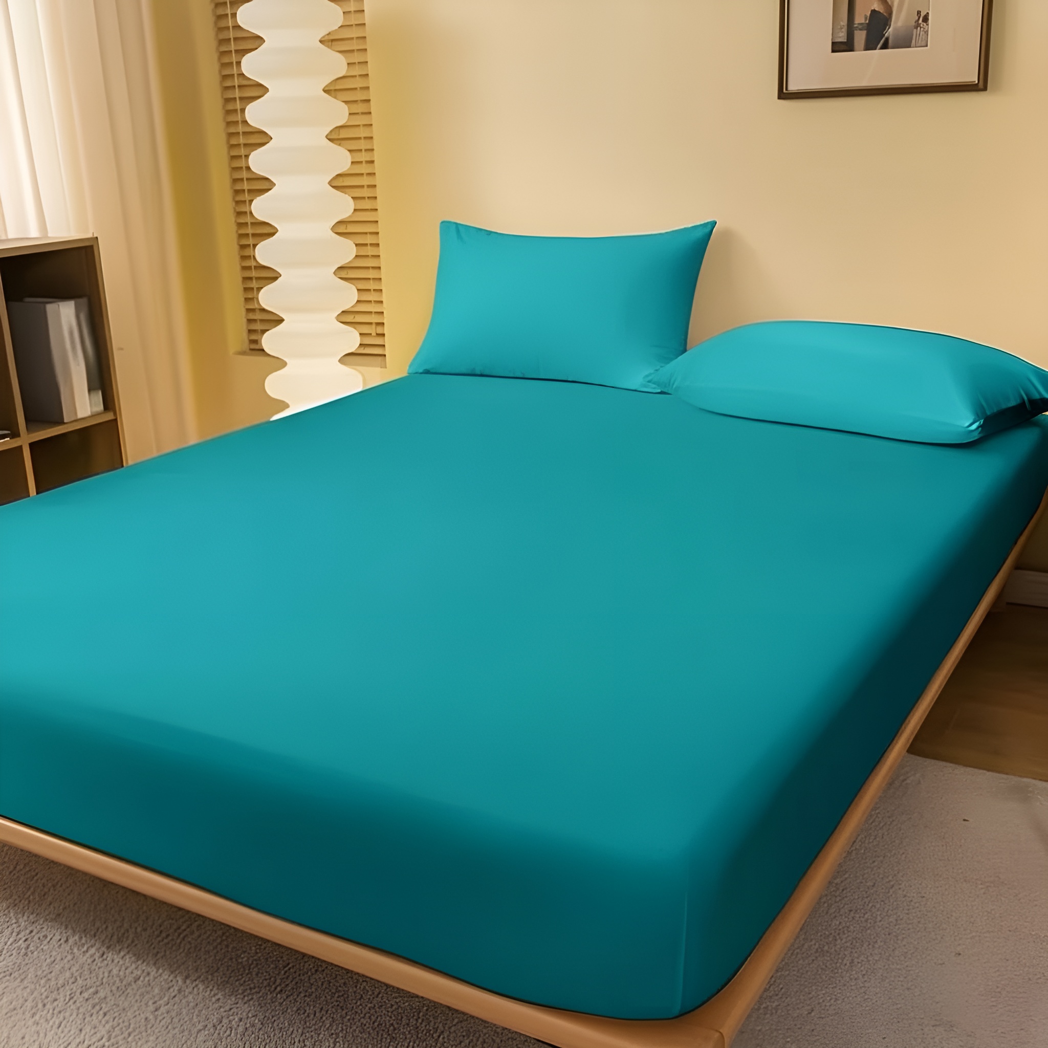 Solid Color Fitted Bed Sheet For Bedroom
