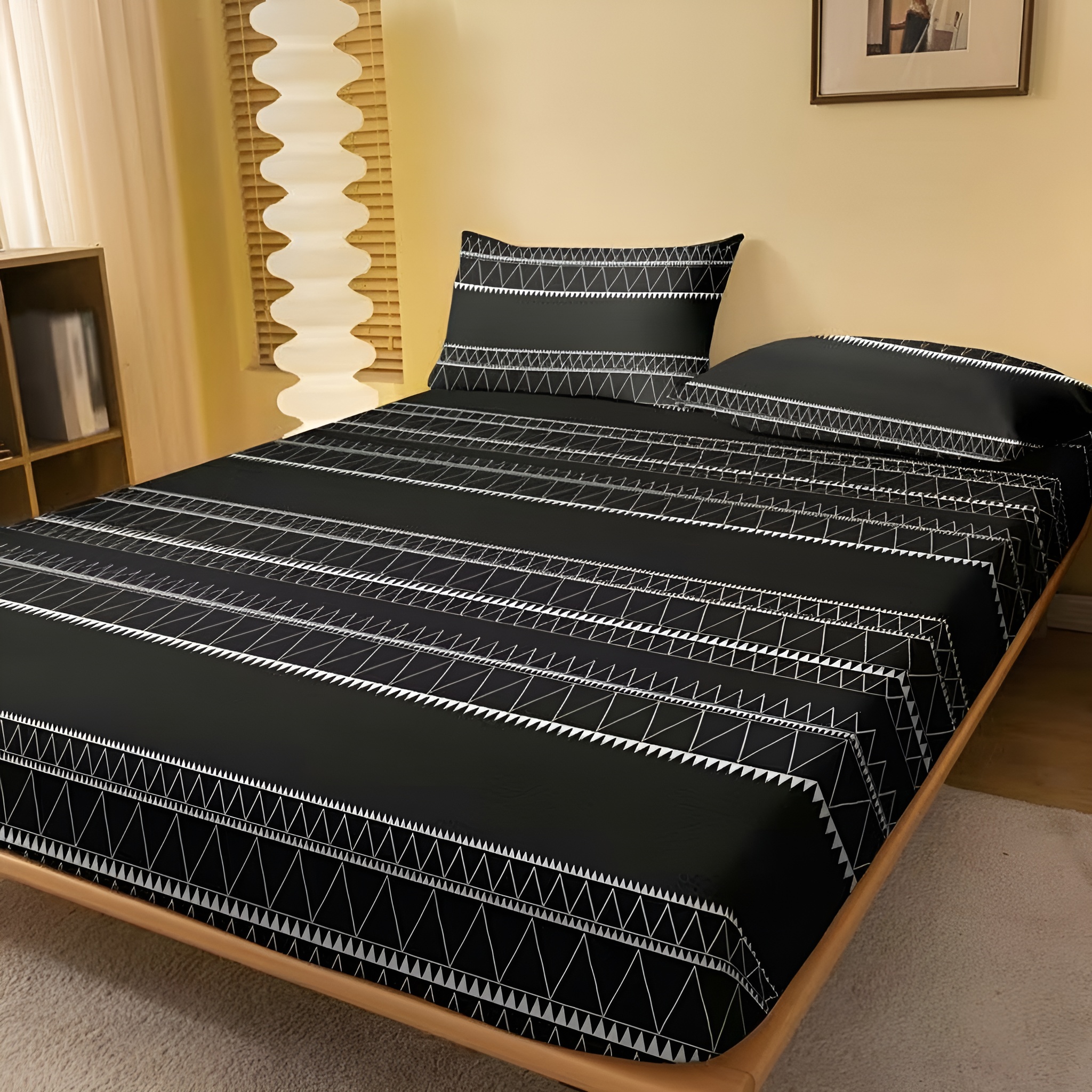 Modern Striped Pattern Printed Flannel Bed Cover