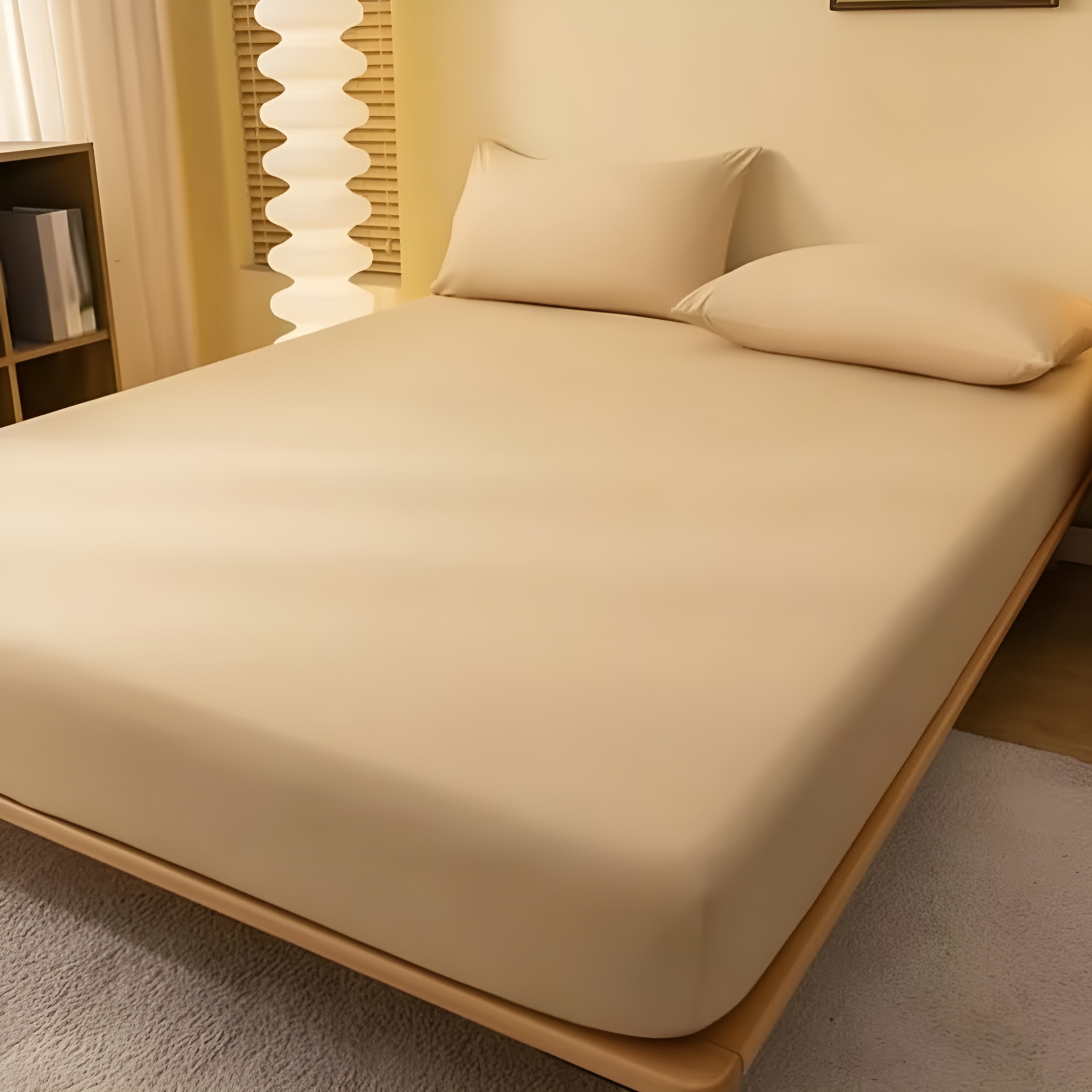 Solid Color Fitted Bed Sheet For Bedroom