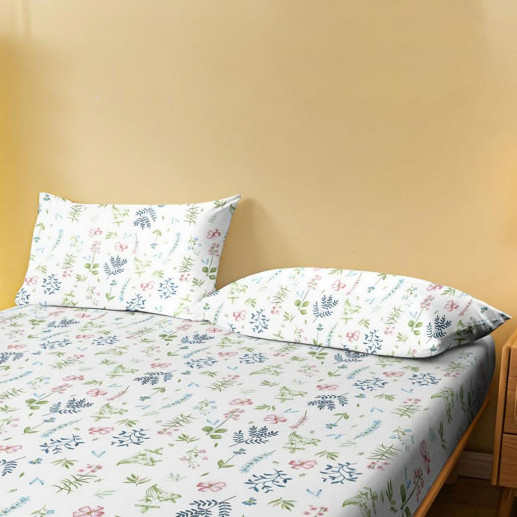 Botanical Printed Pillowcase Quilted Polyester Bedding Cover