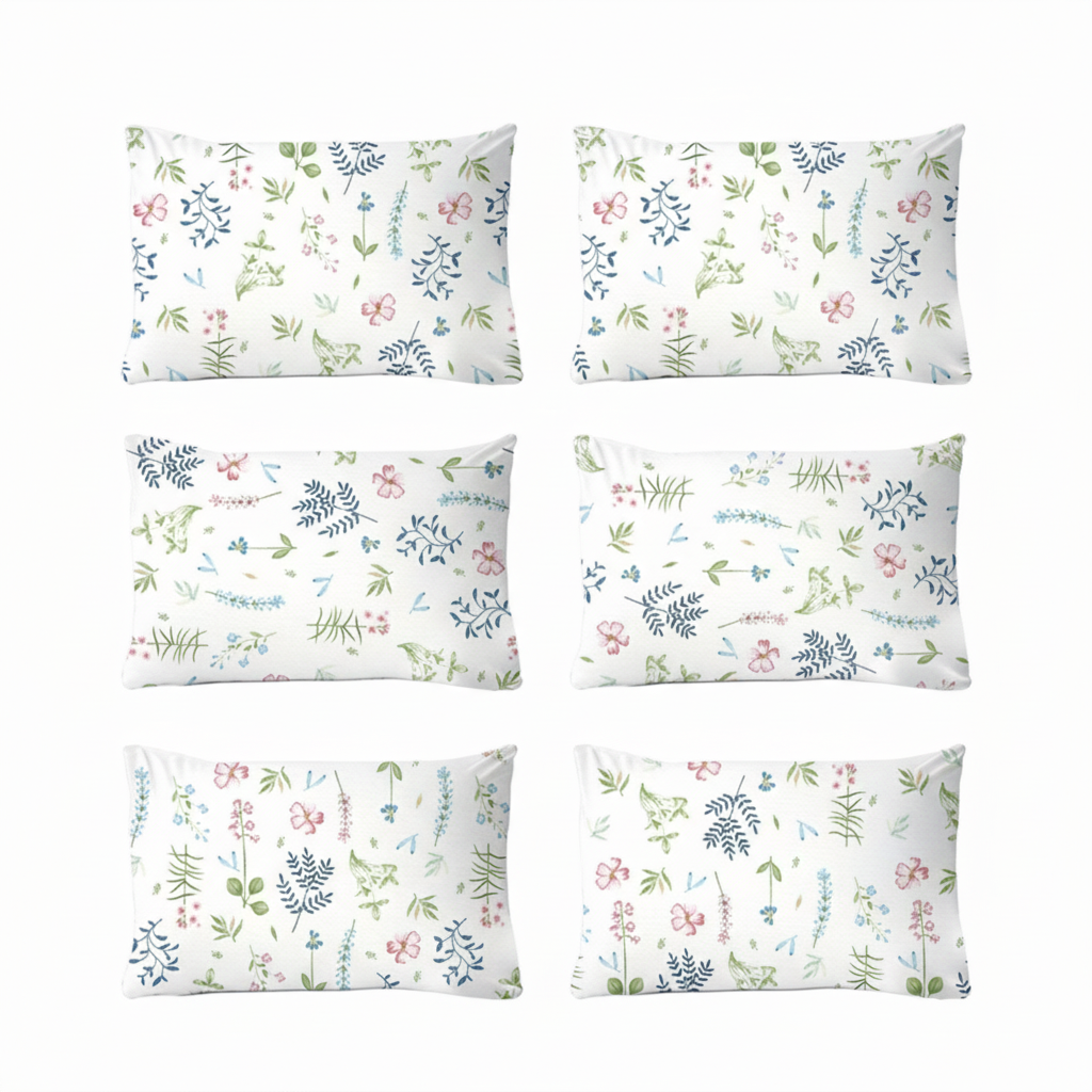 Botanical Printed Pillowcase Quilted Polyester Bedding Cover