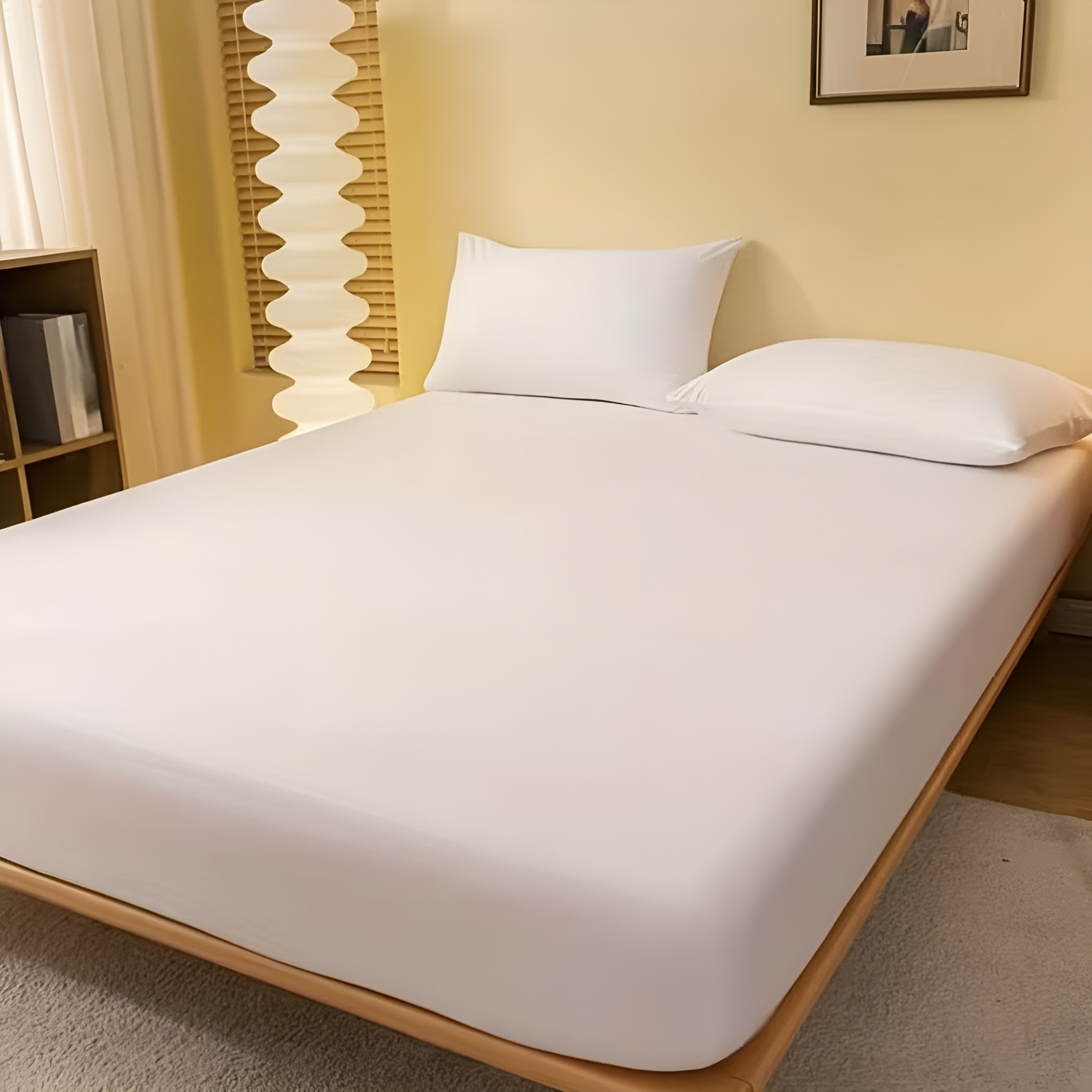 Solid Color Fitted Bed Sheet For Bedroom