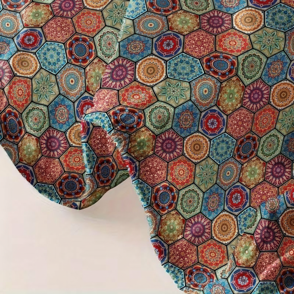 Geometric Design Print Fitted Sheet Quilted Polyester Bedding Cover