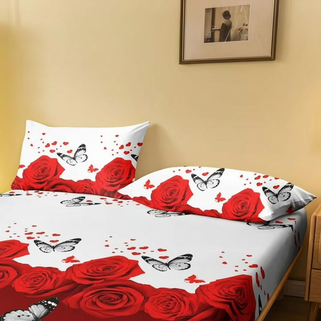 Modern Butterfly And Flower Printed Velvet Pillowcase For Bedroom