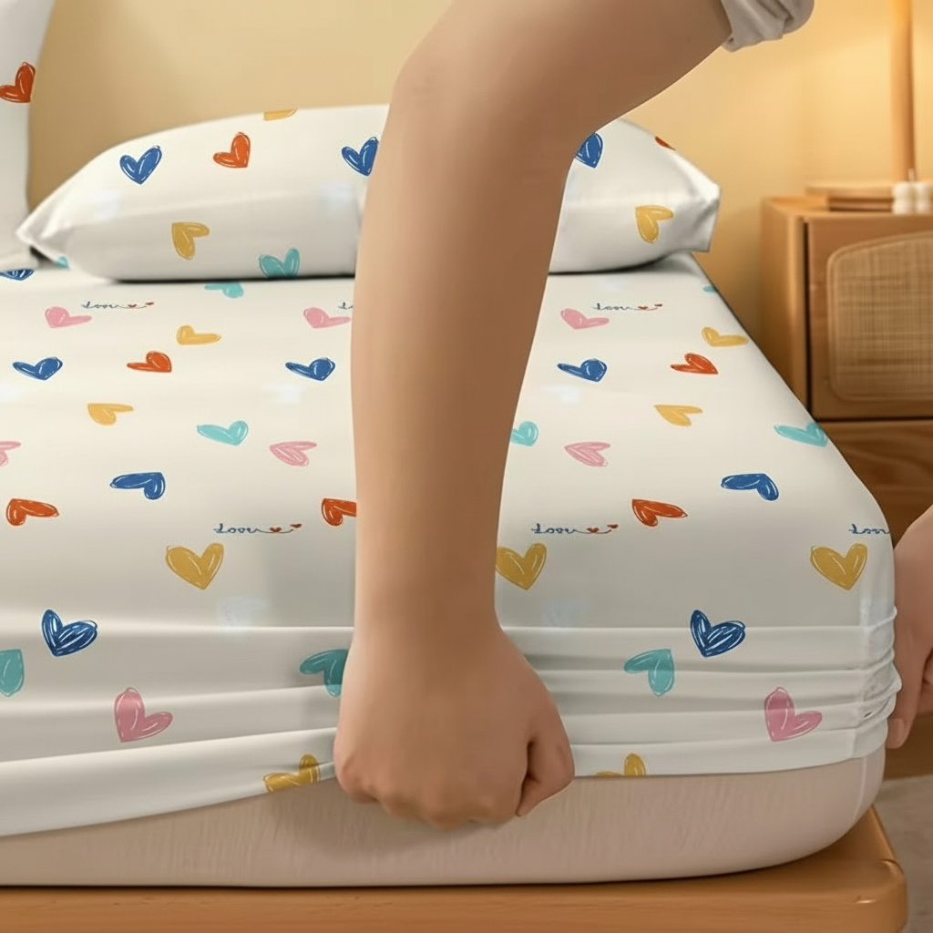 Abstract Sketch Print Fitted Sheet Quilted Bedding Cover