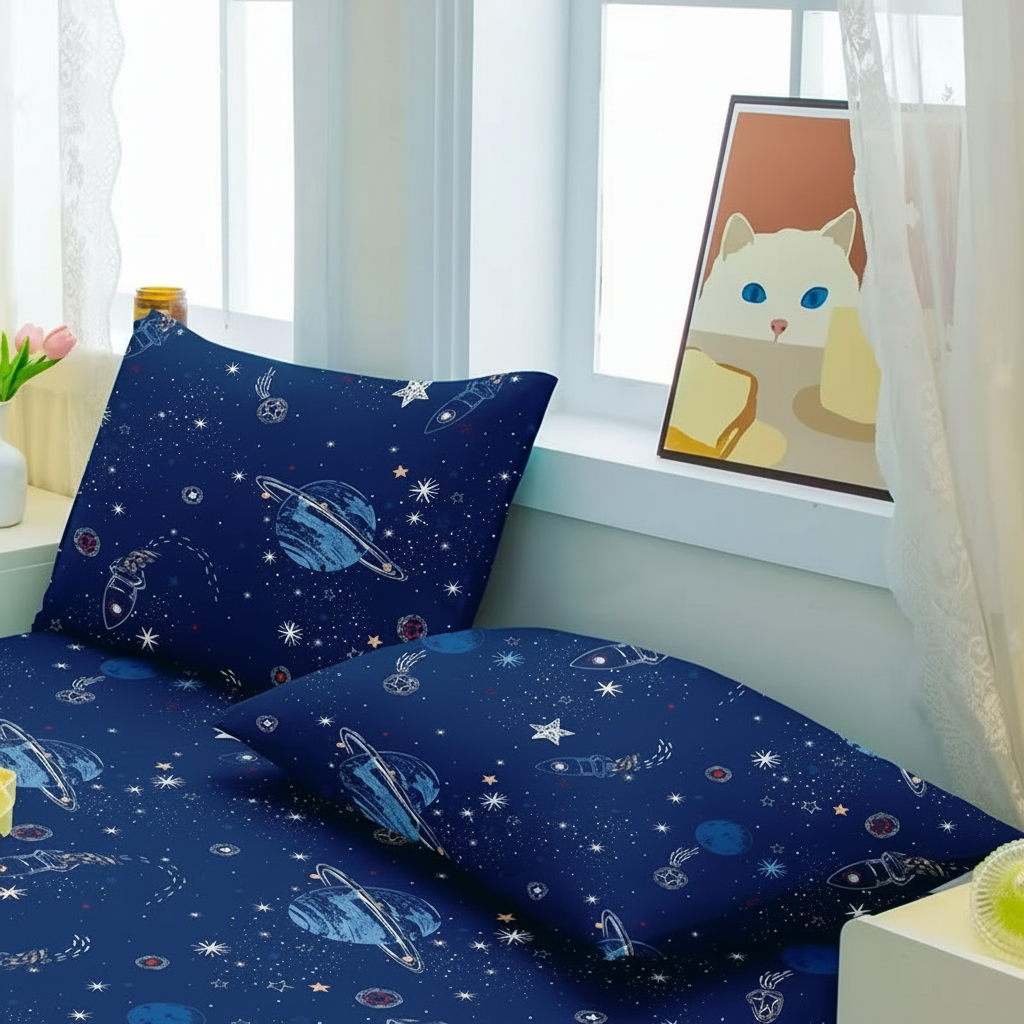 Space Theme Printed Pillowcase With Envelope Closure For Bedroom Bedding