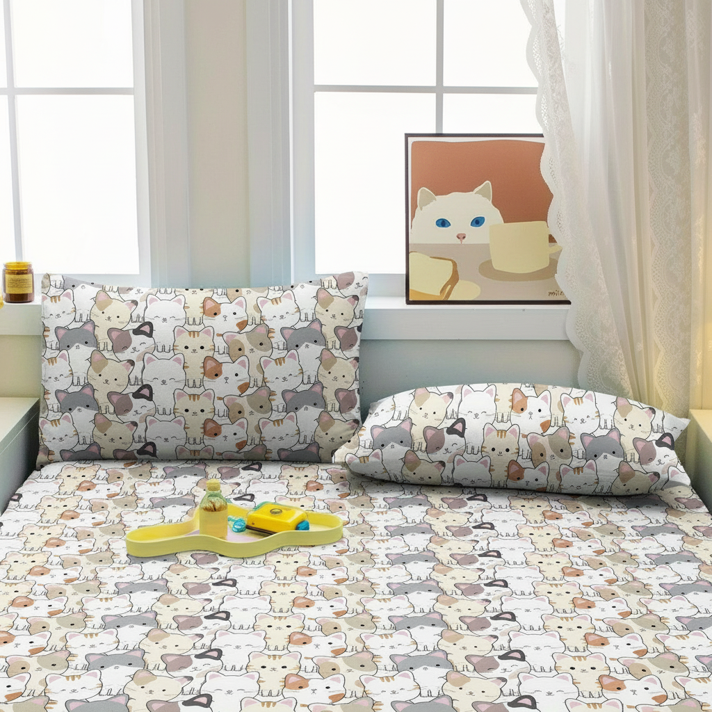 Bear Pattern Printed Pillowcase With Pocket Closure 