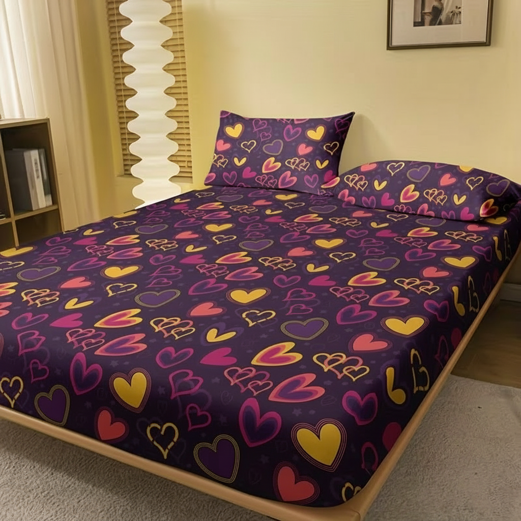 Minimal Printed Fitted Bed Sheet For Bedroom