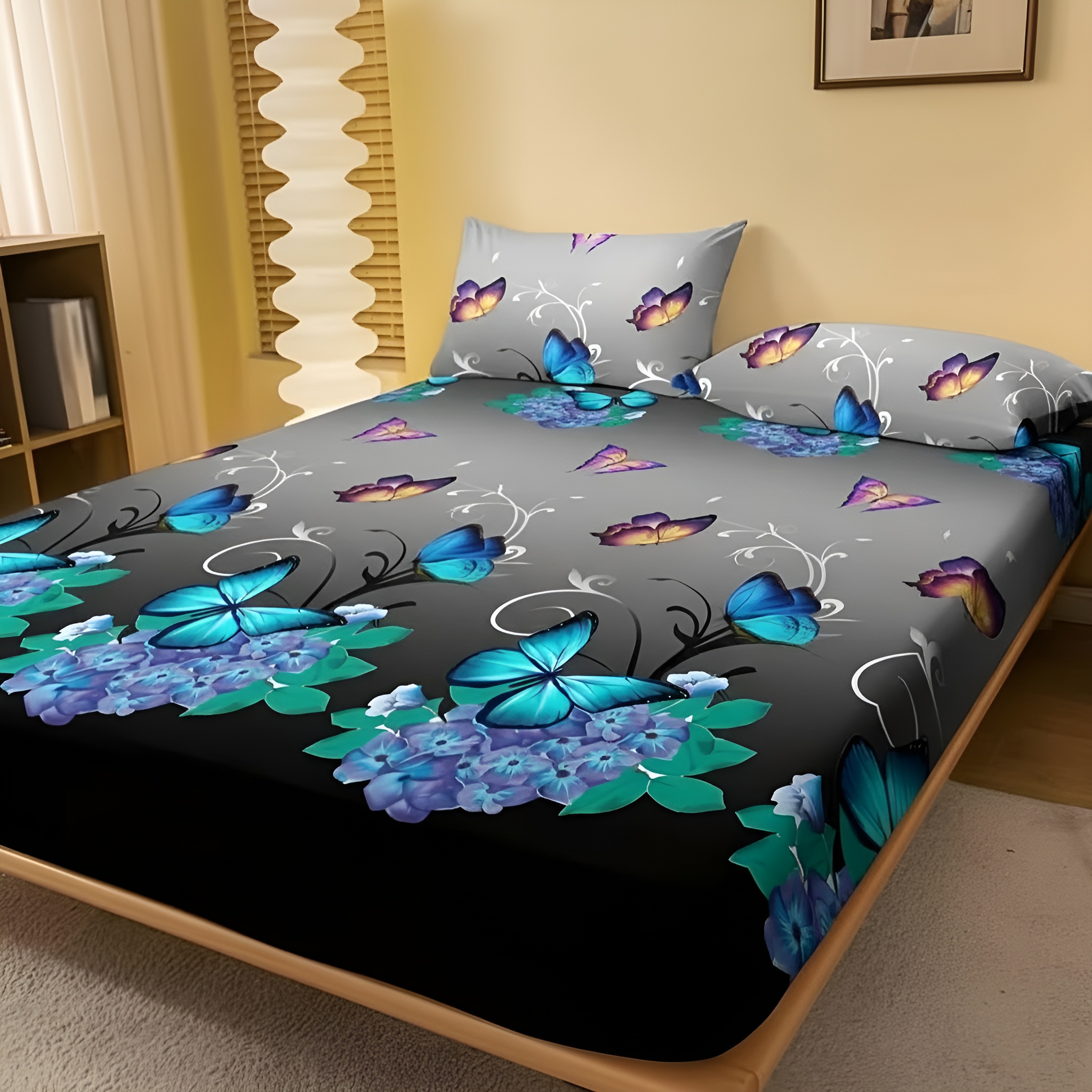 Floral Decorative Fitted Bed Sheet With Deep Pockets