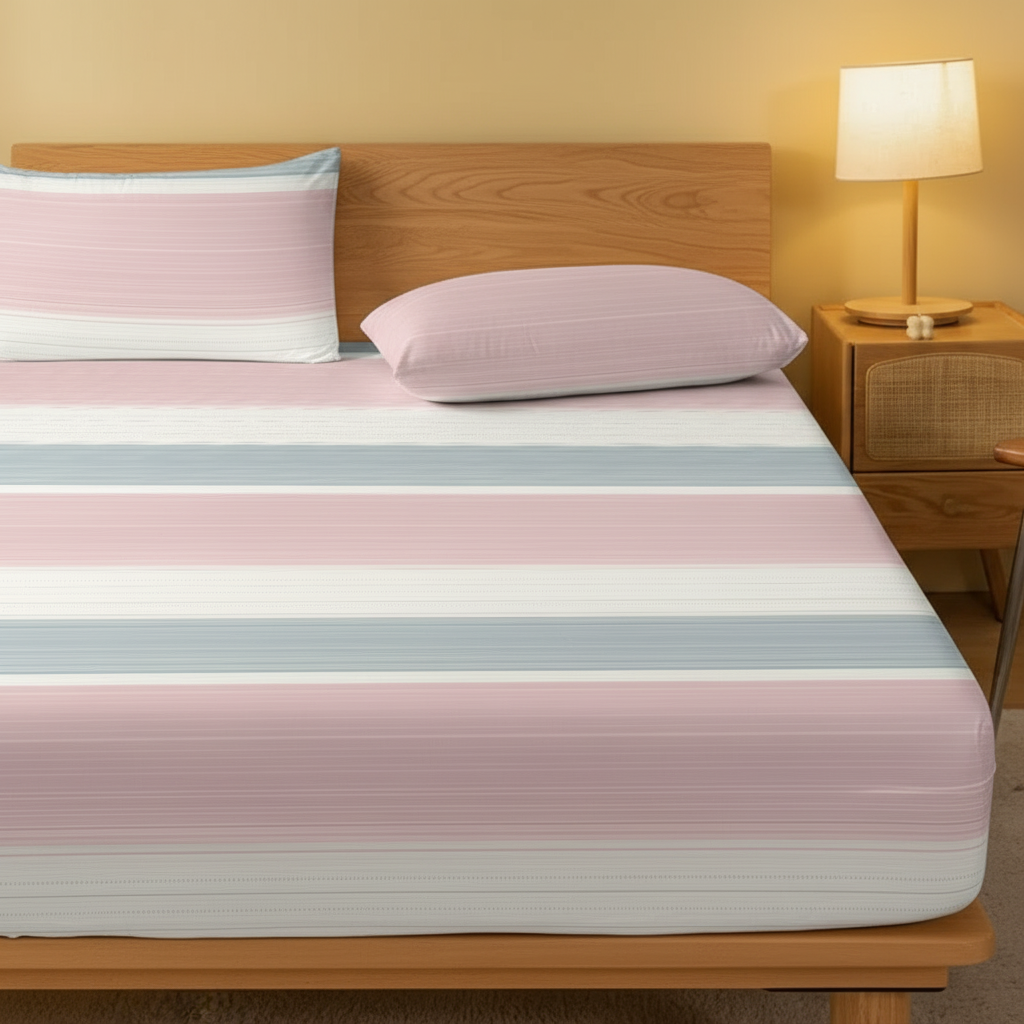 Minimalist Stripe Pattern Fitted Bedsheet