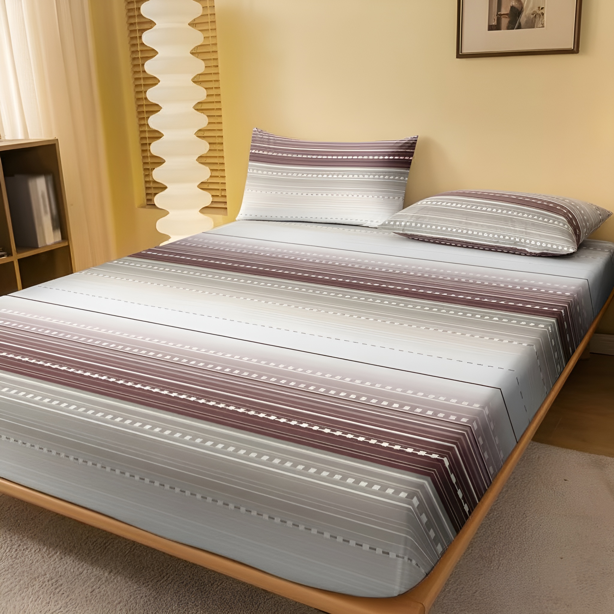 Modern Striped Pattern Printed Flannel Bed Cover