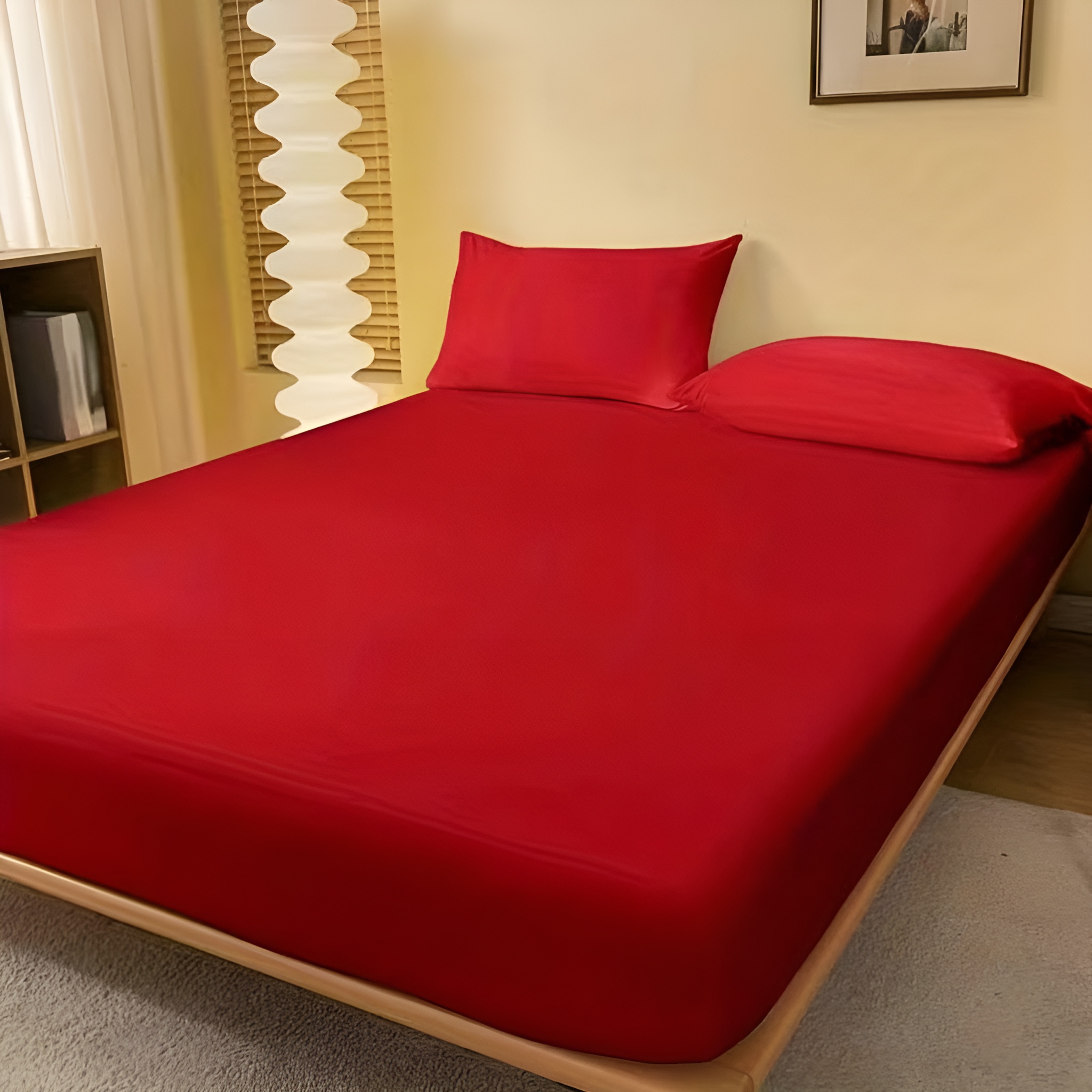 Solid Color Fitted Bed Sheet For Bedroom