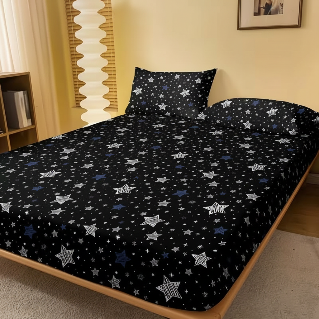 Geometric Pattern Fitted Bed Sheet Cover Modern Bedding