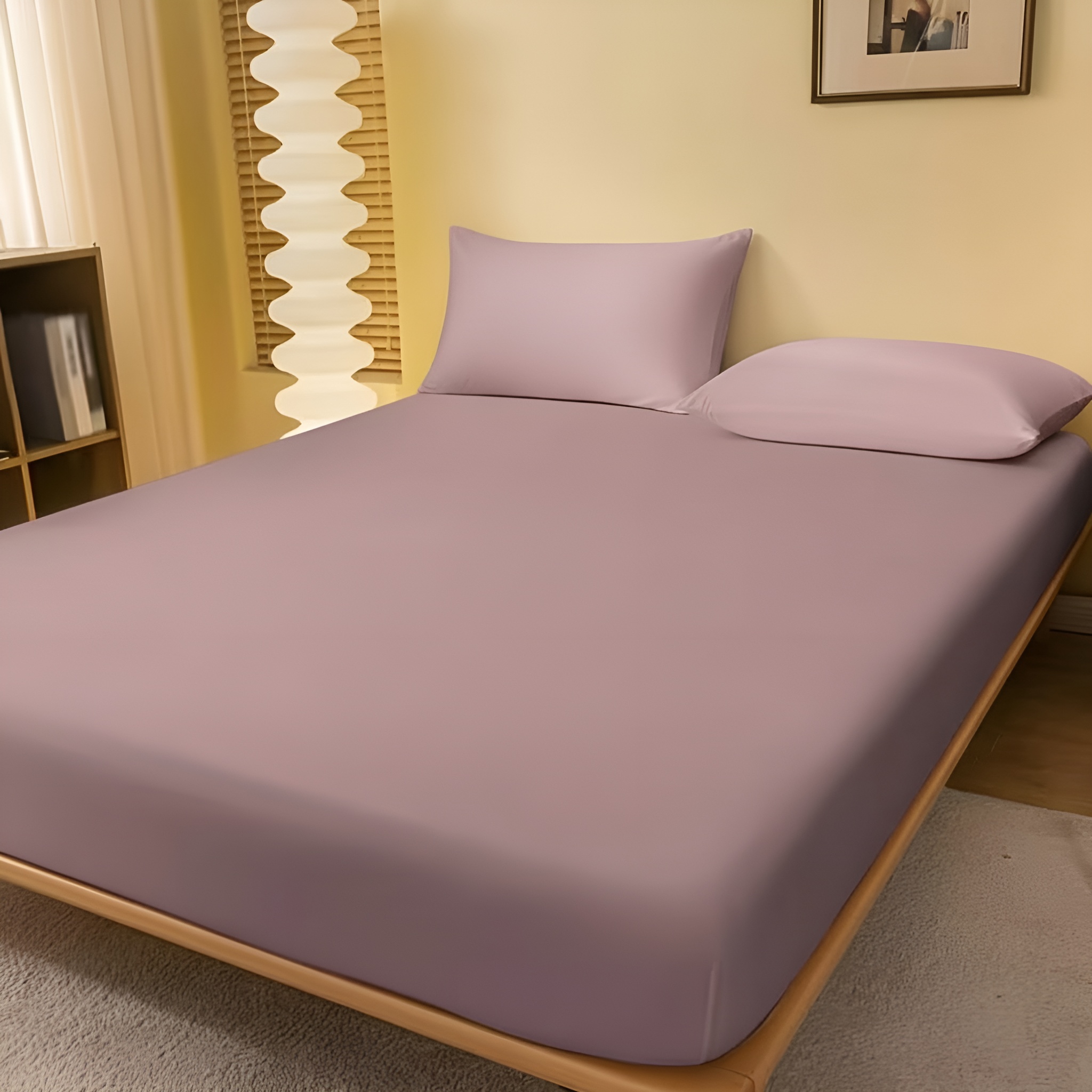 Solid Color Fitted Bed Sheet For Bedroom