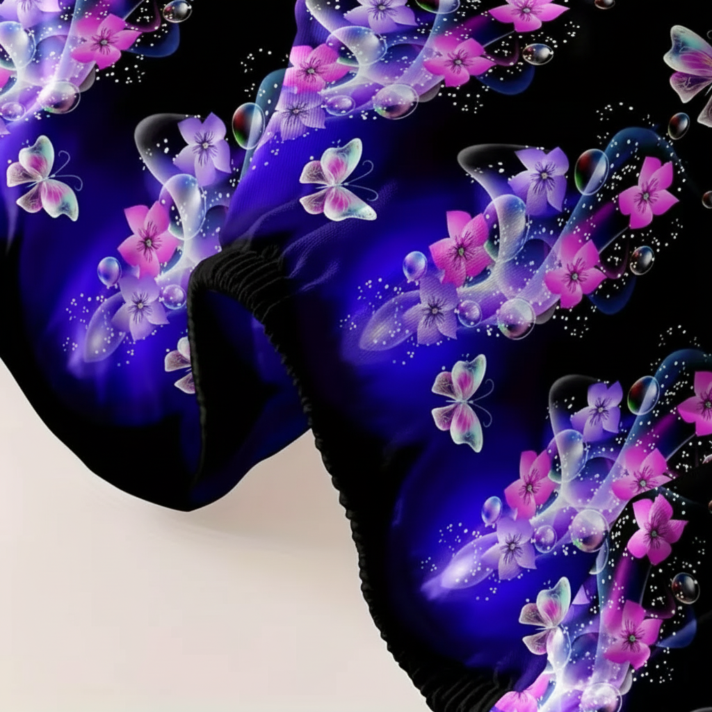 Butterfly Flower Pattern Fitted Sheet Soft Brushed Bed Cover