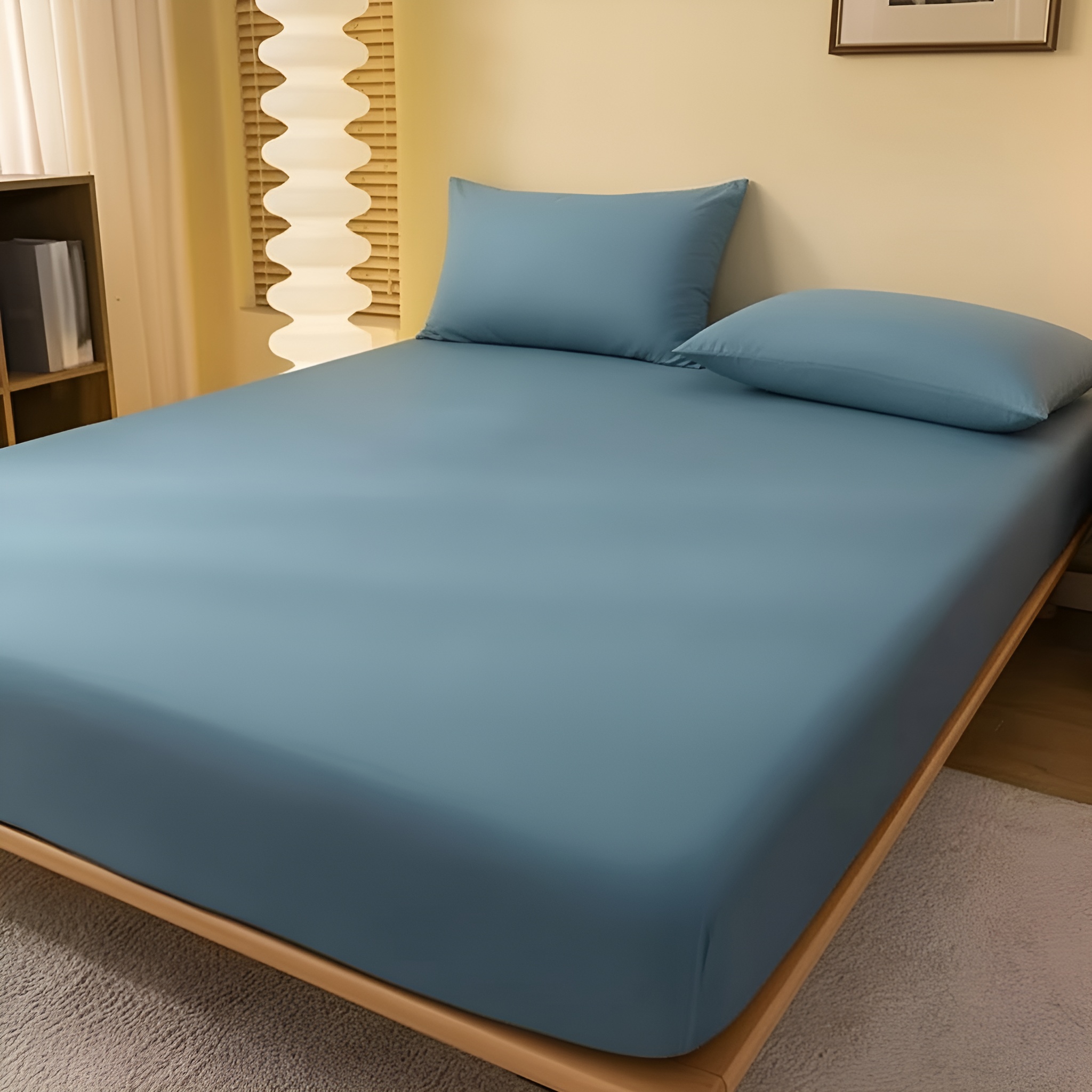 Solid Color Fitted Bed Sheet For Bedroom