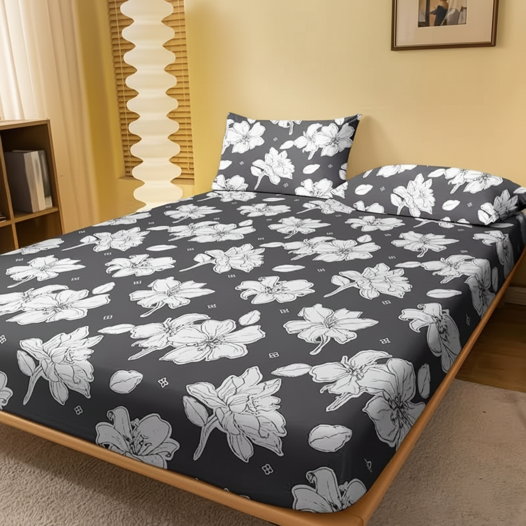 Geometric Pattern Fitted Bed Sheet Cover Modern Bedding