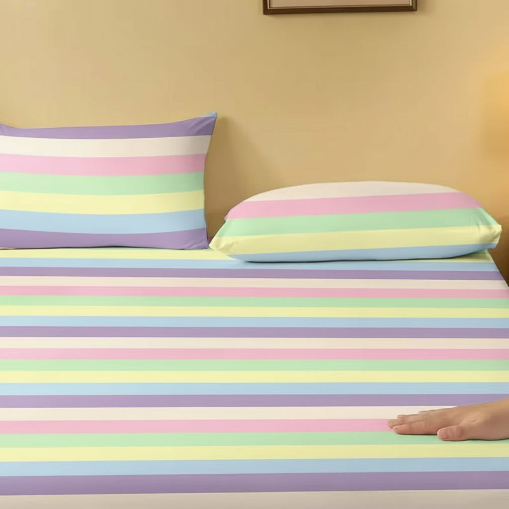 Striped Geometric Printed Pillowcase With Pocket Closure 